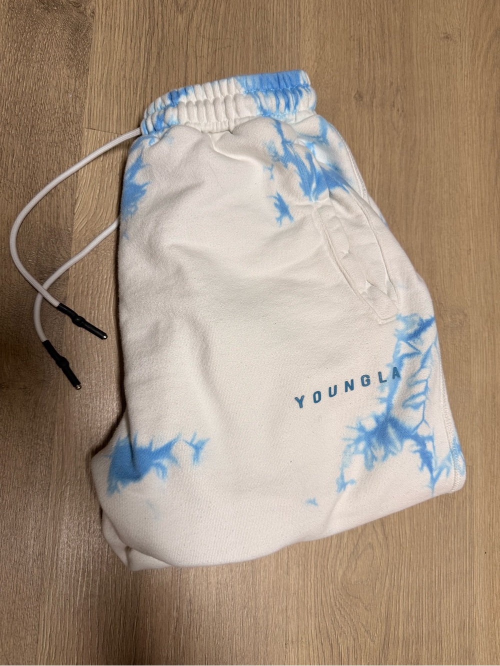 YoungLA White & Blue Tie-Dye Joggers